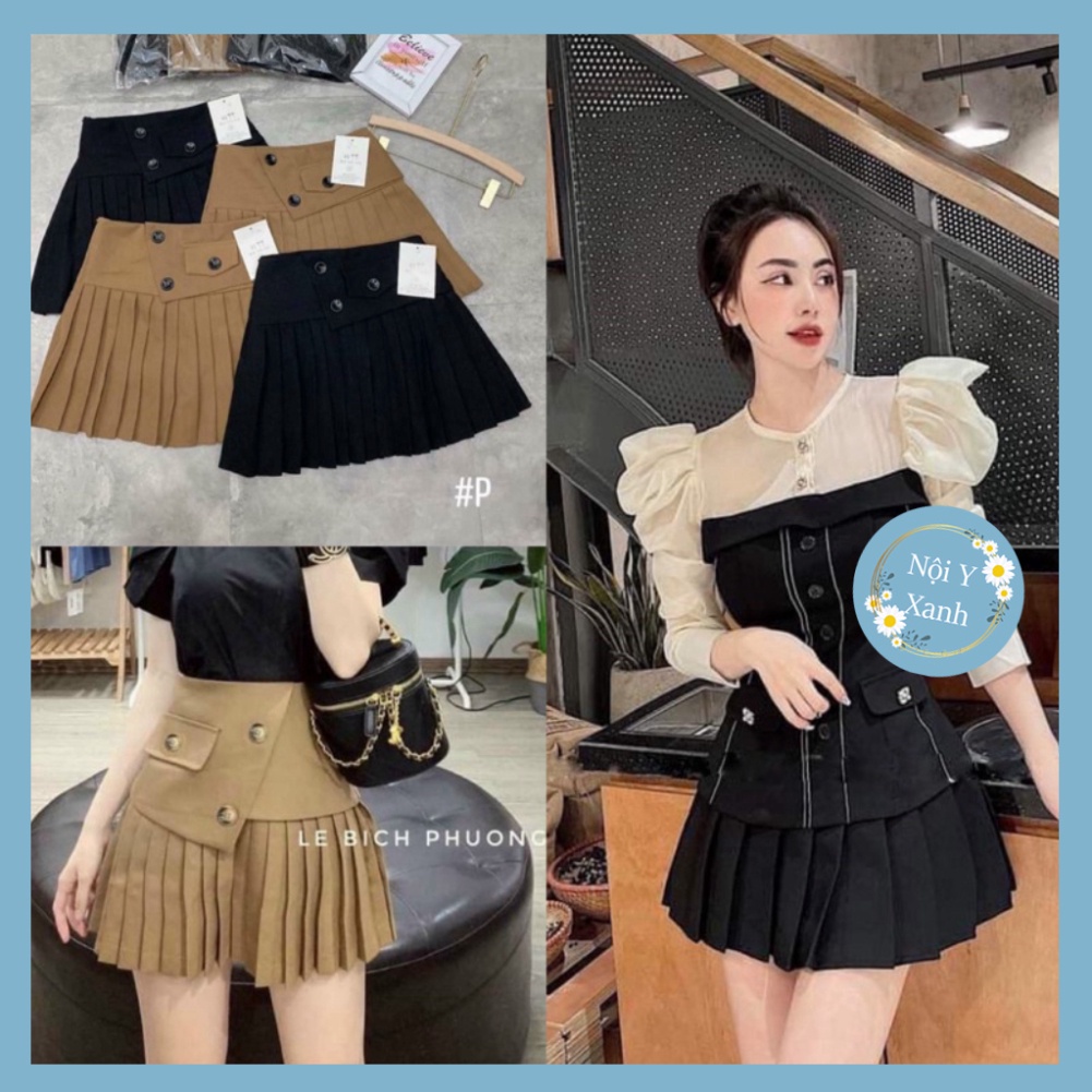 Chân váy xếp ly -chân váy tennis ngắn thu đông_383 mầu trắng, babydoll ulzzang mềm nội y xanh