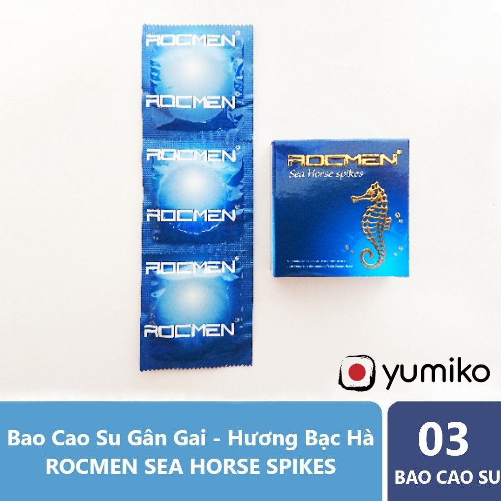 [ CHÍNH HÃNG ] Hộp 3 Bao Cao Su ROCMEN Cá Ngựa - Hương Bạc Hà - Gân Gai - Xuất xứ Brazil