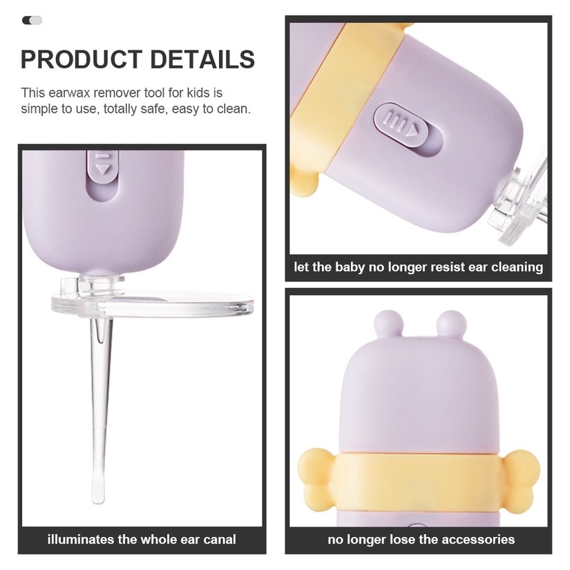 Bán Nóng!Silicone Dụng Cụ Lấy Ráy Tai Đầu Mềm Bằng Silicon Có Đèn Dạ Quang Chuyên Dùng Cho Bé