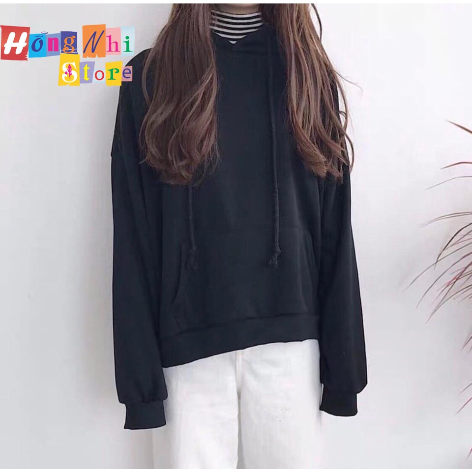 Áo Khoác Hoodie Trơn Ulzzang Unisex Màu Đen Chất Nỉ Bông Cao Cấp Dáng Rộng Nam Nữ - MM