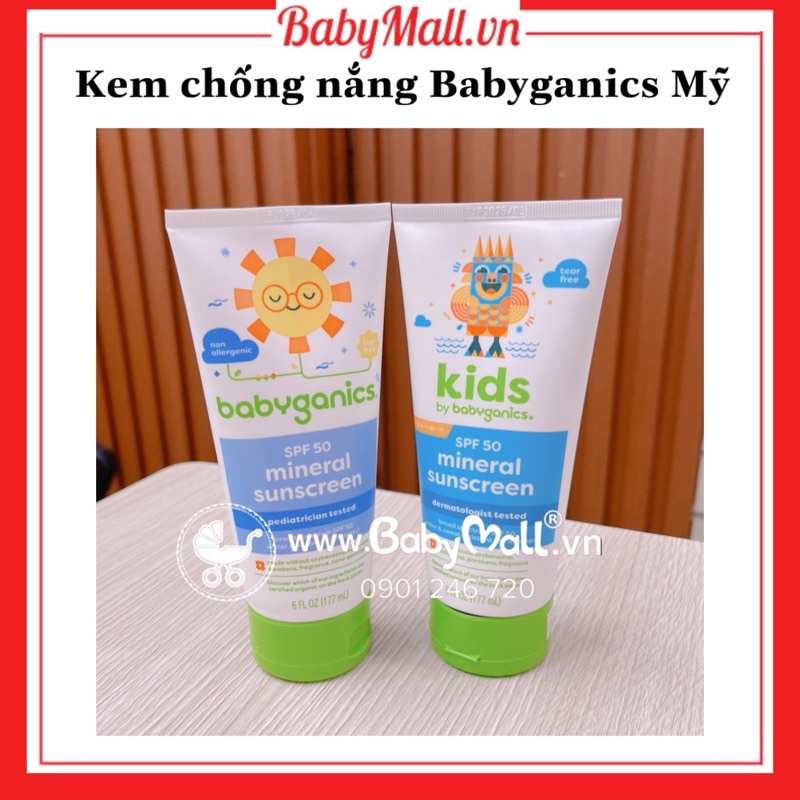 Kem chống nắng Babyganics Mỹ cho bé tuýp 177ML