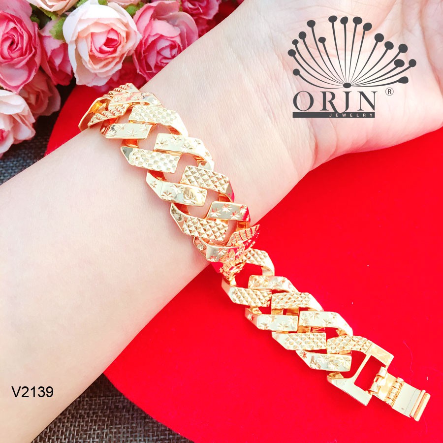 Lắc tay nam, lắc tay nữ lắc phen lật lớn xi mạ bền màu thiết kế cao cấp Orin V2139