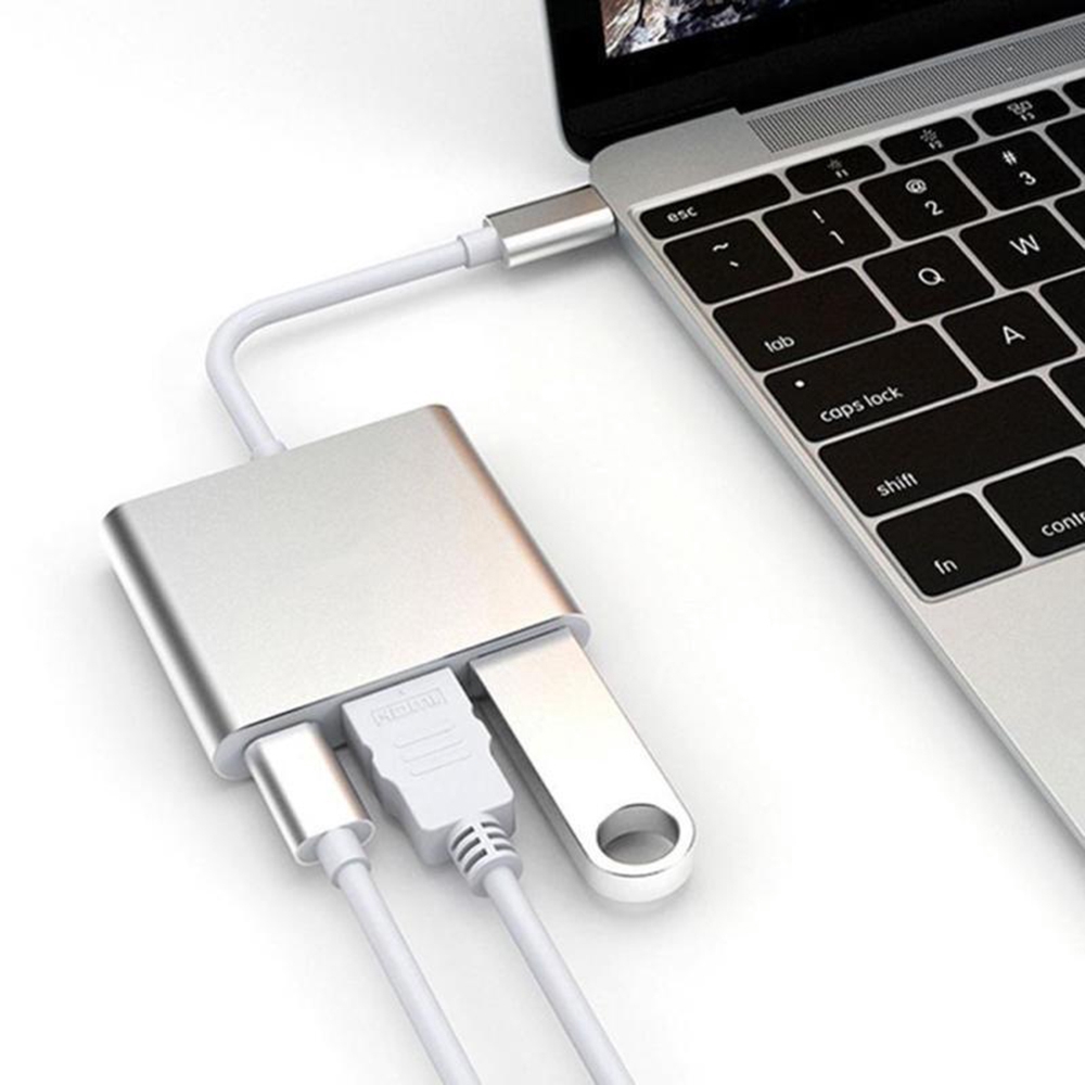 Bộ chia cổng USB Type C 3 trong 1 cho Macbook Air Pro ChromeBook Pixel