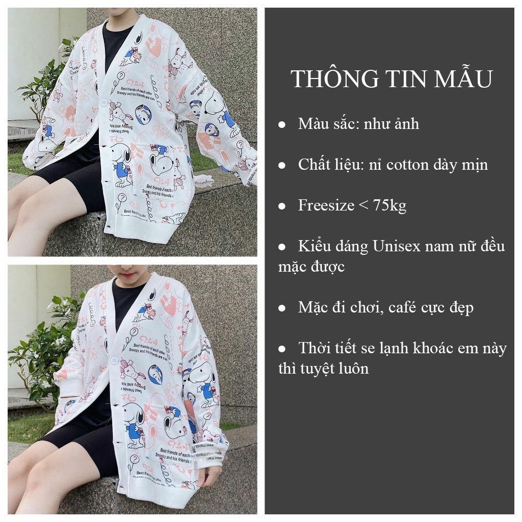 Áo Cardigan chất nỉ SNOOPY Áo cardigan form rộng Hàn Quốc_VIESTAR | BigBuy360 - bigbuy360.vn