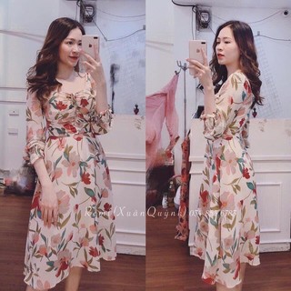 Đầm voan hoa lụa rút ngực siêu xinh