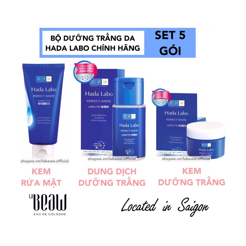 SET 5 GÓI Kem dưỡng trắng HADA LABO Perfect White Arbutin