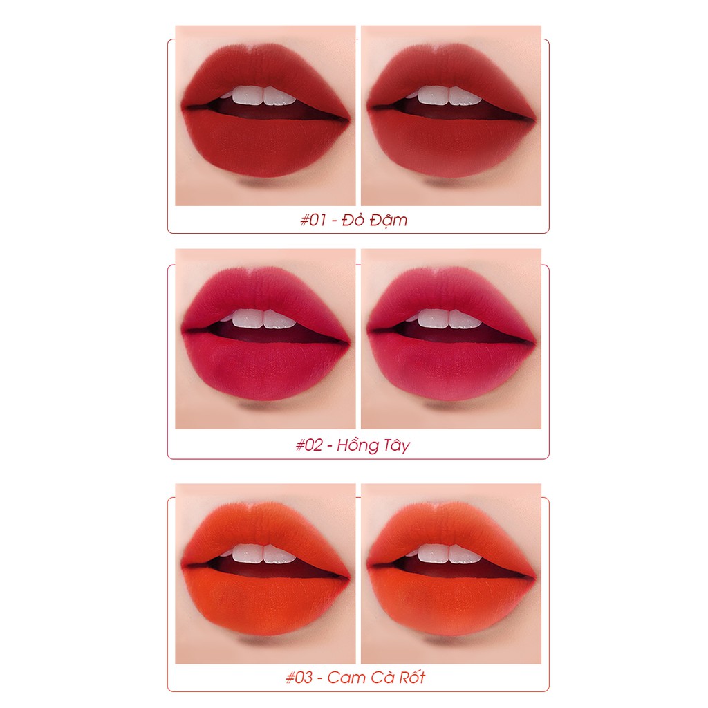 Combo 4 son kem lì Loudi Matte Lipcream 5g vỏ tròn đen chính hãng