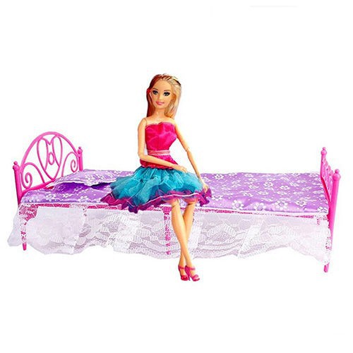 Giường Đơn Bằng Nhựa Cho Búp Bê Barbie