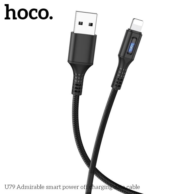 Dây Sạc TỰ NGẮT THÔNG MINH Hoco U79 - Cáp Sạc Hoco Dây Dù Tự Ngắt, Sạc Nhanh 2.4A Có Đèn Led Dài 1m2 - Bảo Hành 12T