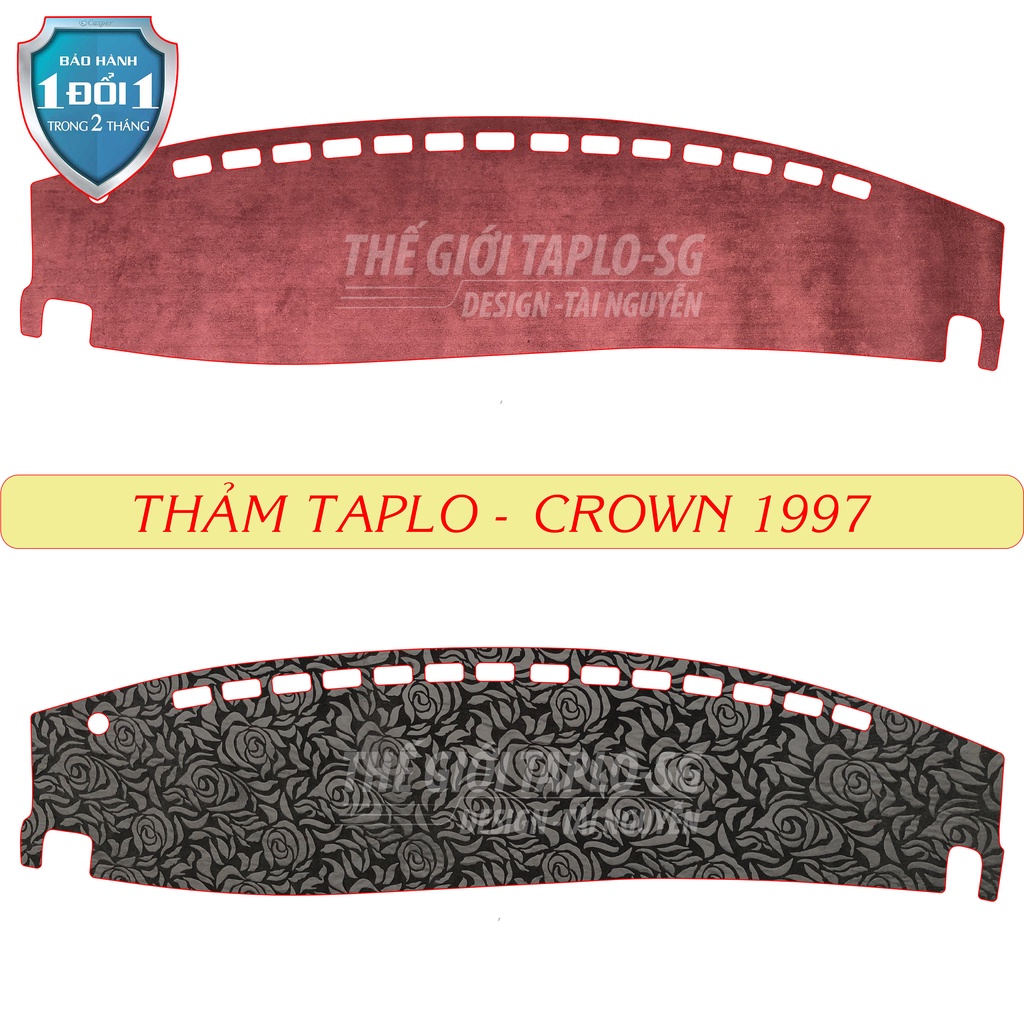 Thảm Taplo chống nắng dành cho toyota Crown đời 1997 Da vân gỗ đen cao cấp chuẩn form Sang-Xịn-Mịn