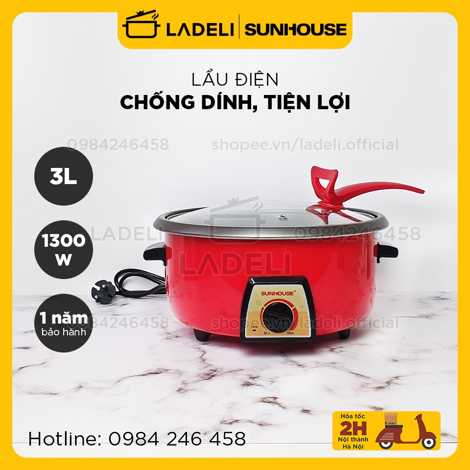 [Mã ELHADEV giảm 4% đơn 300K] Nồi lẩu điện SUNHOUSE SHD4520 dung tích 3L công suất 1300W