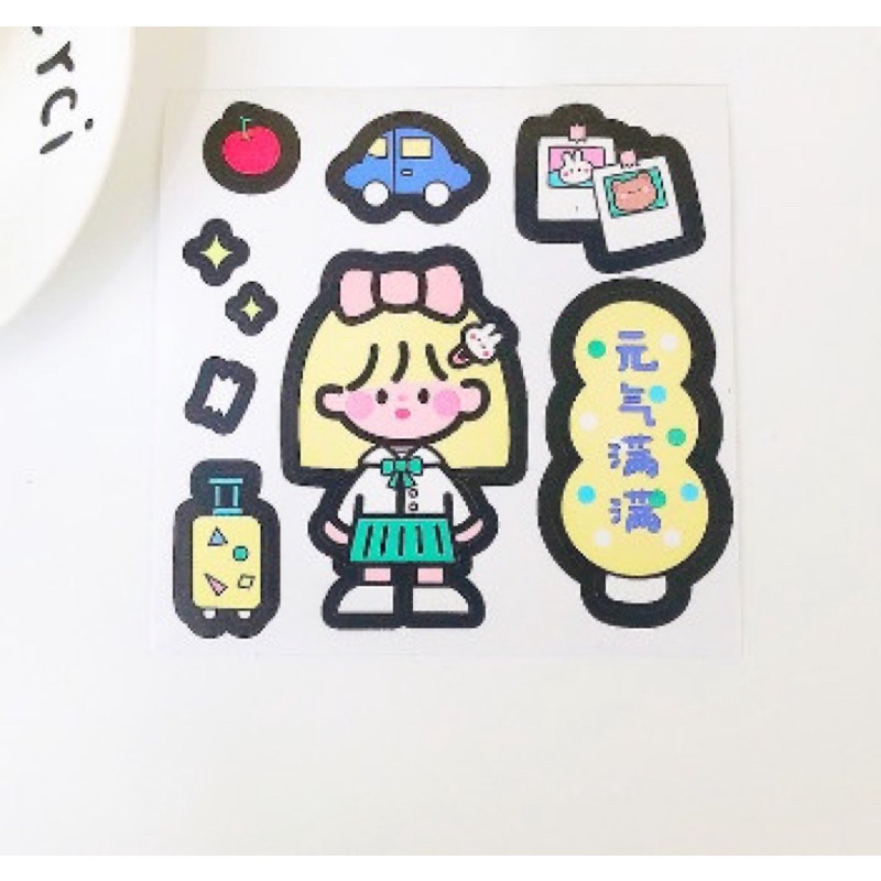 Sticker dán trang trí hộp, bình nước, sách vở, điện thoại mẫu hoạt hình đáng yêu kích thước 10*10cm