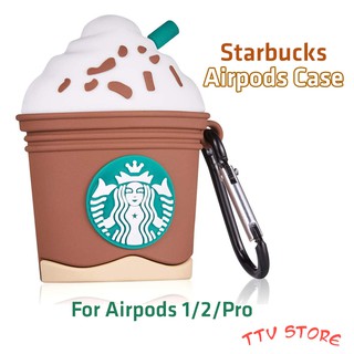 Case Airpods - Vỏ bảo vệ bao đựng tai nghe không dây Airpods 1 2 Pro hình Starbucks Coffee tặng kèm móc treo tiện lợi