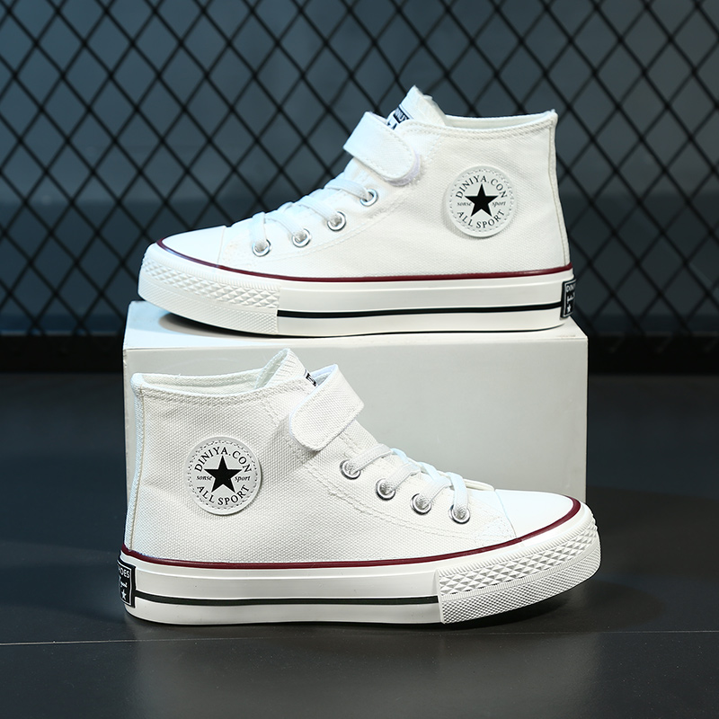 Giày trẻ em Converse 2022 mùa xuân mới giày vải thoáng khí mềm mại dưới chống trượt giày thể thao trẻ em giày trắng