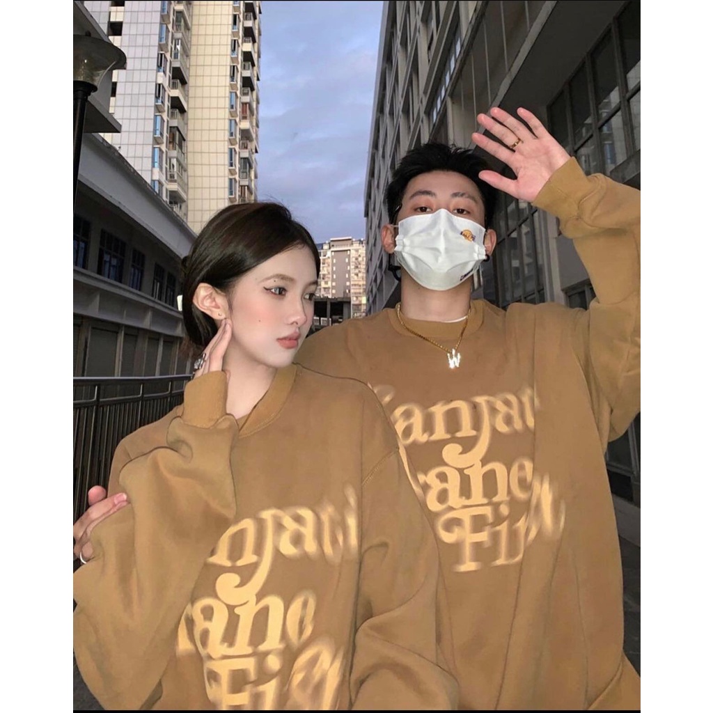 Áo Sweater Chữ Unisex CHICCLOTHES ♥️ Nỉ dáng rộng chữ Sanjati Grane First mặc đôi màu Nâu hottrend Ulzzang