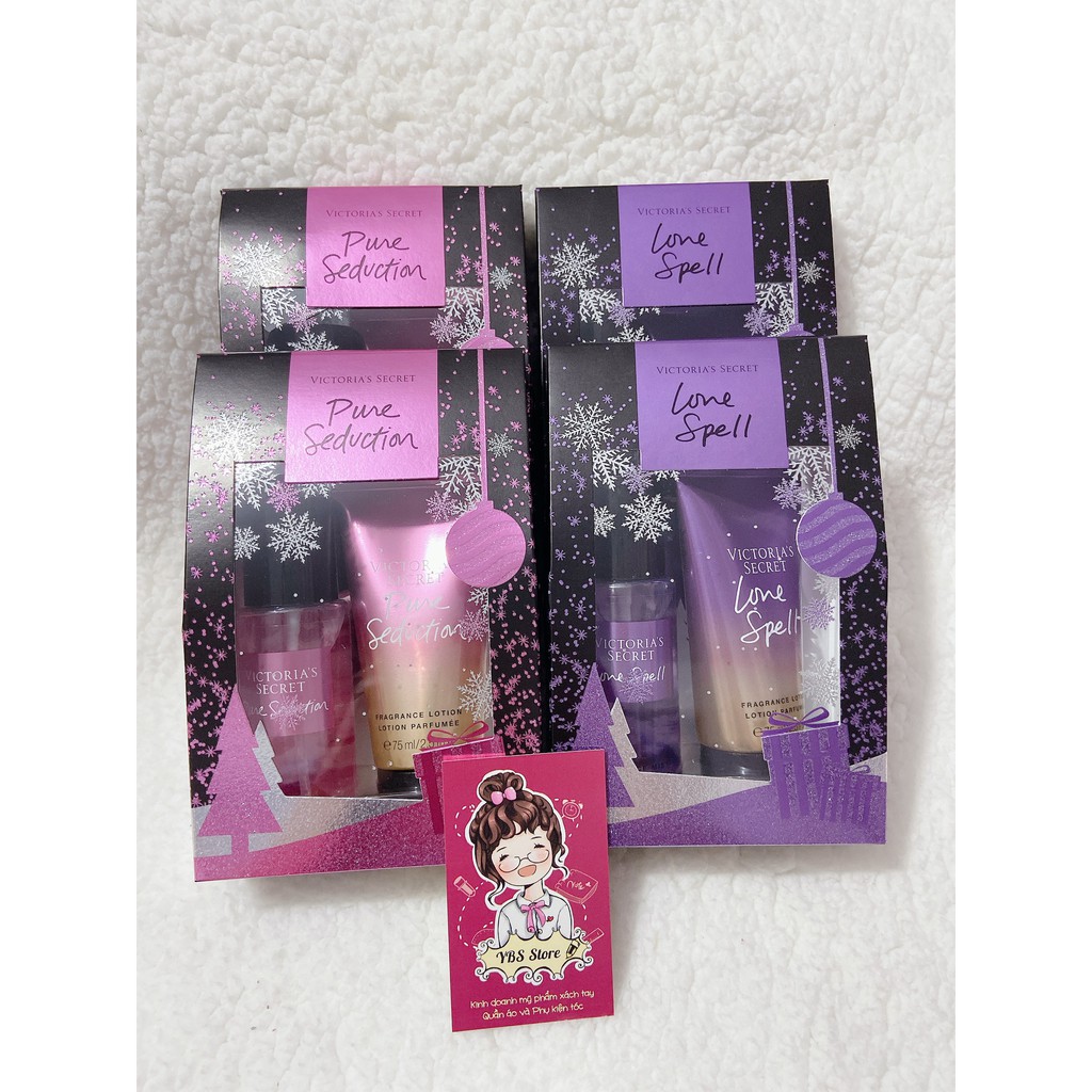 Chuẩn Auth Love Spell + Pure Seduction Bộ dưỡng thể và Nước hoa Xịt thơm toàn thân hương nước hoa 75ml Có Bill