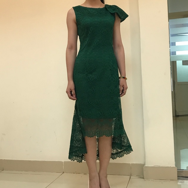 Váy ren ngoại nhập xanh lá
