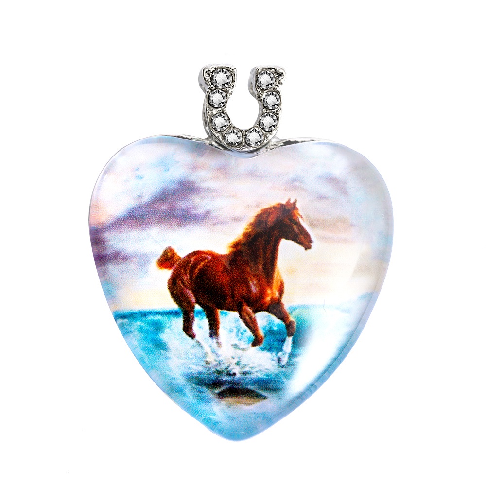 1 Pcs Temperament Fashion Jewellery Women Peach Heart Animal Pendant Necklace Horse Wolf Crystal