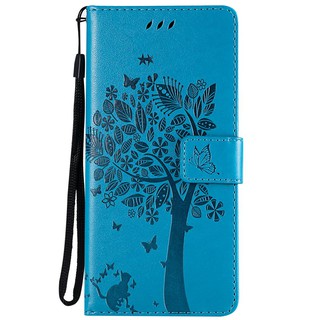 For Huawei Nova 3i/P Smart Plus Blue Cat Tree Leather Flip Wallet Stand Case