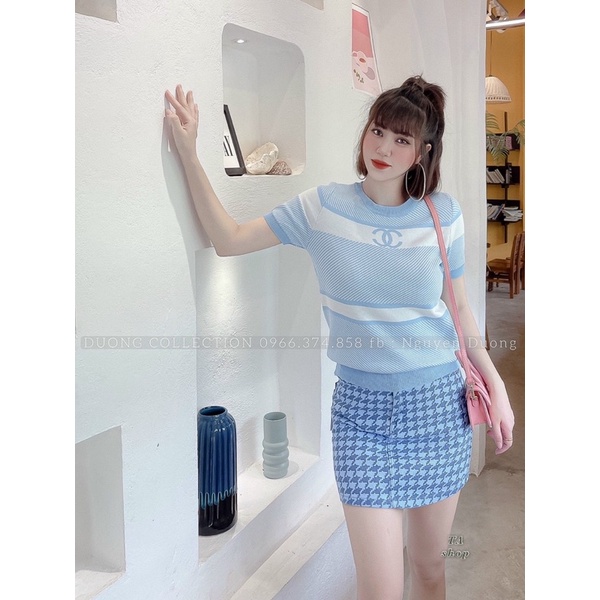 Áo len phối màu cổ tròn, len dệt kim tay cônc hoạ tiết mới A003