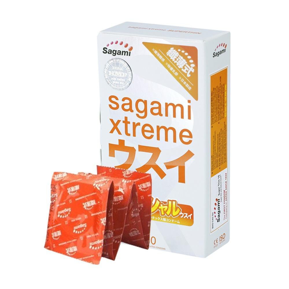 - Bao Cao Su SAGAMI SUPER XTREME - Siêu Mỏng, truyền nhiệt tôt, đem lại cảm giác chân thật - Hộp 10 cái