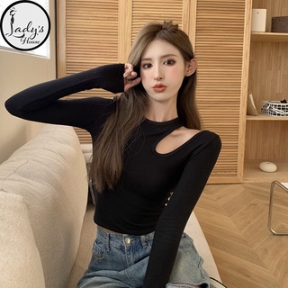 Áo thun khoét vai hở vai 1 bên bigsize dưới 80kg dài tay chất thun cotton dáng croptop “khoét td”