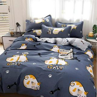 Bộ ga gối cotton poly mẫu mèo cát xanh