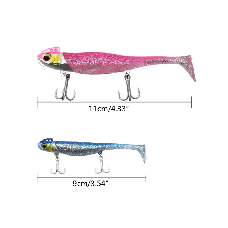 QQ Bộ Mồi Câu Cá Giả Hình Chữ T Bằng PVC Mềm Phản Quang