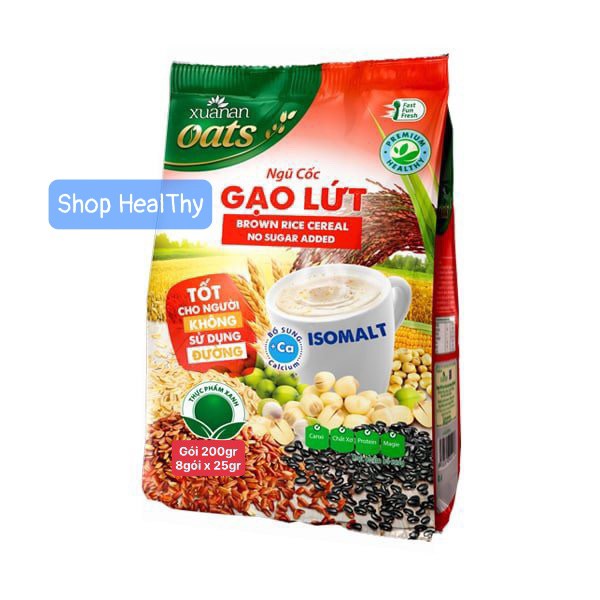 (8 Gói x 25gr) Bột Ngũ Cốc Gạo Lứt Ăn Kiêng Xuân An Gói 200gr