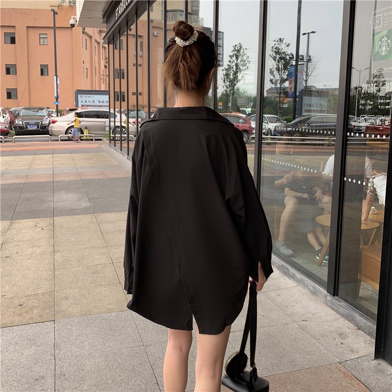 Áo sơ mi form nữ rộng tay dài Emilyshop ulzzang