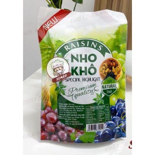 Nho Khô  Không Hạt Thơm Ngon gói 200gr