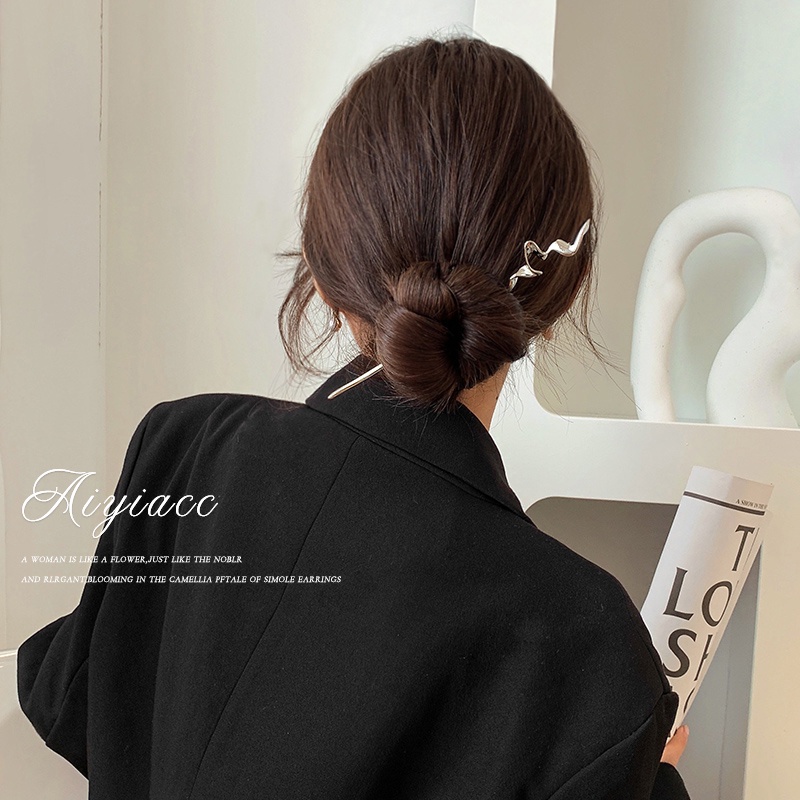 Kẹp Tóc Kim Loại Cố Định Tóc Đuôi Ngựa Thiết Kế Lông Chồn Thời Trang Dành