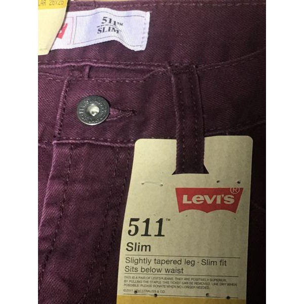 Quần jeans dài cotton nữ đáy ngắn ống đứng hiệu 511 Levi’s slim fit màu xám size 10-12-14 chính hãng