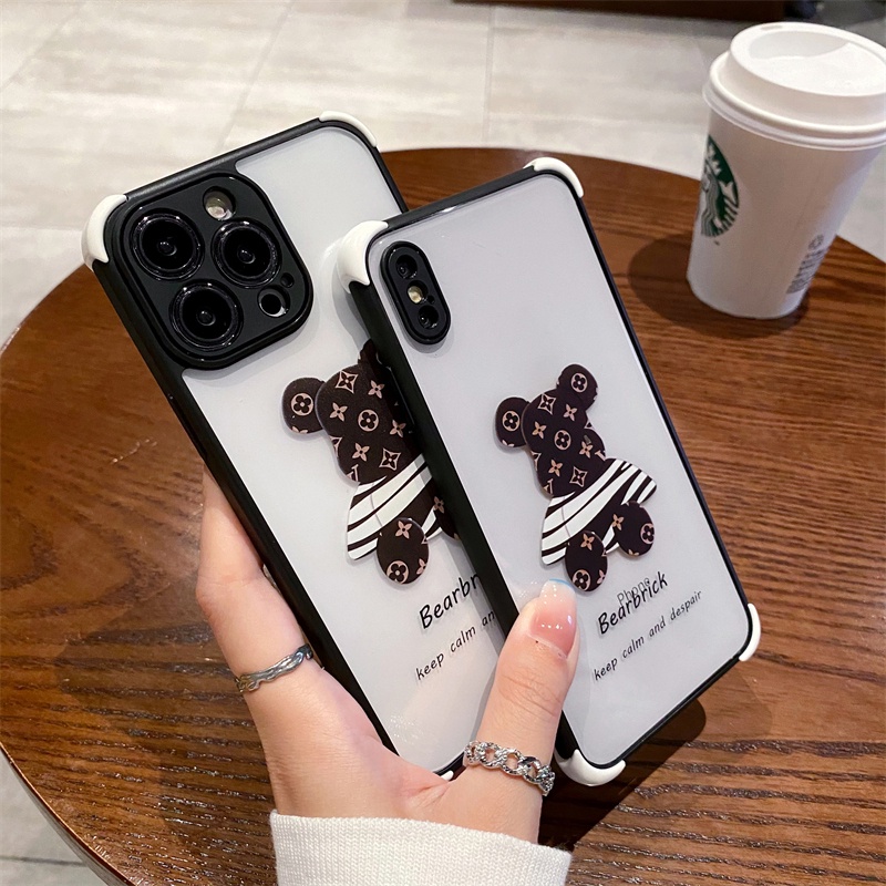 Ốp Điện Thoại Cứng Trong Suốt Có Túi Khí Chống Sốc Hình Gấu Hoạt Hình Cho iPhone 11 12 13 Pro Max X XR Xs Max 7 8+ se 2020 se 2022