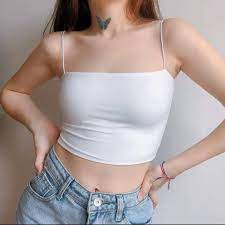 Áo croptop hai dây nữ dáng ôm, áo 2 dây nữ croptop đẹp vải cotton co dãn