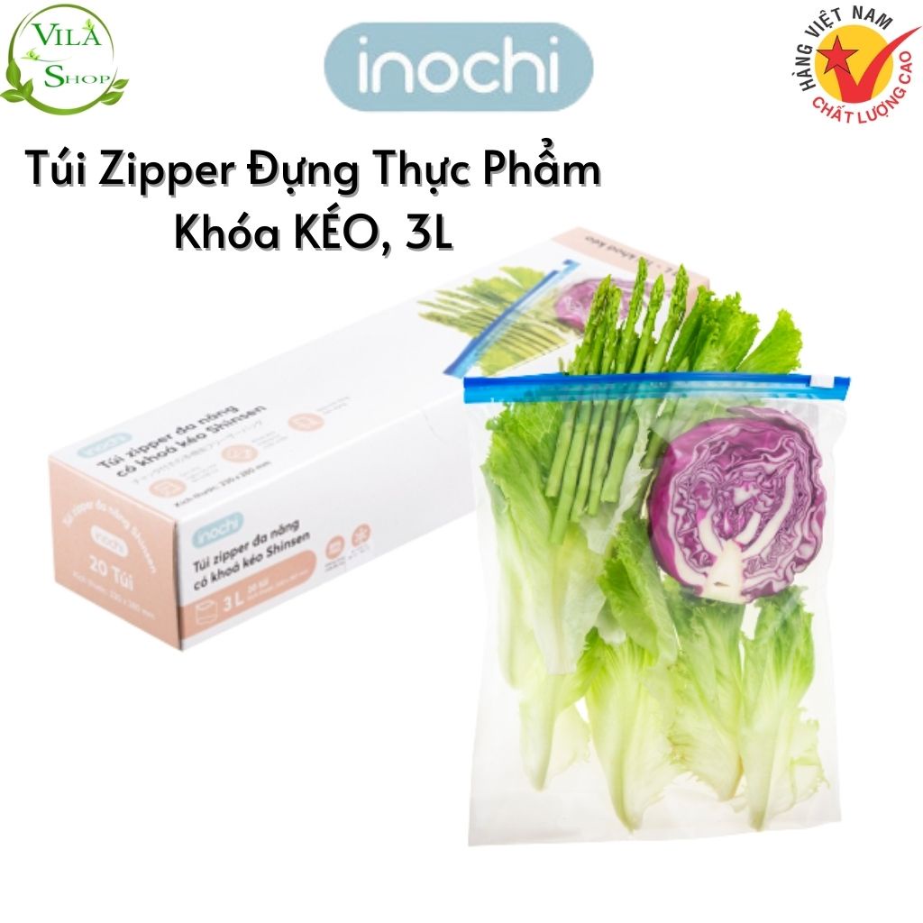 (Hộp 20) Túi Zipper Đa Năng Shinsen Inochi (KHÓA KÉO), Túi Đựng Thực Phẩm Tiêu Chuẩn Nhật, Tái Sử Dụng