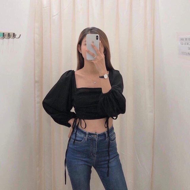Áo kiểu dây rút voan chiffon mịn đẹp FULL MÀU NHƯ HÌNH