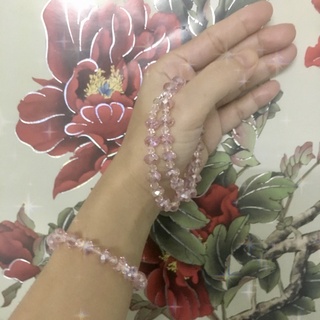 Vòng tay pha lê hồng cao cấp 8 li