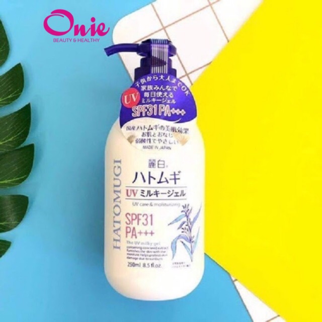 [Nội Địa Nhật] LOTION DƯỠNG TRẮNG DA CHỐNG NẮNG BODY MỀM MỊN HATOMUGI SPF31 PA +++