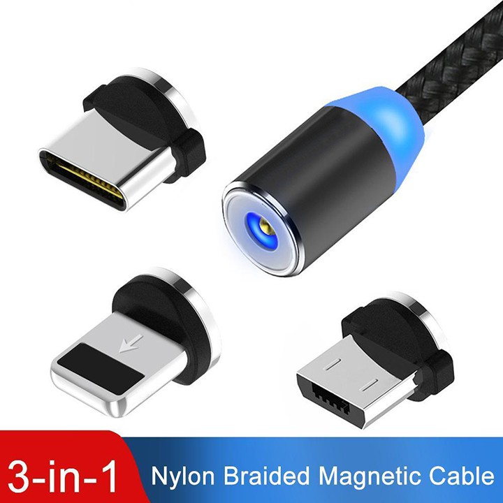 Dây Sạc Nam Châm Kèm 3 Chân sạc Lighting/Micro USB/Type-C