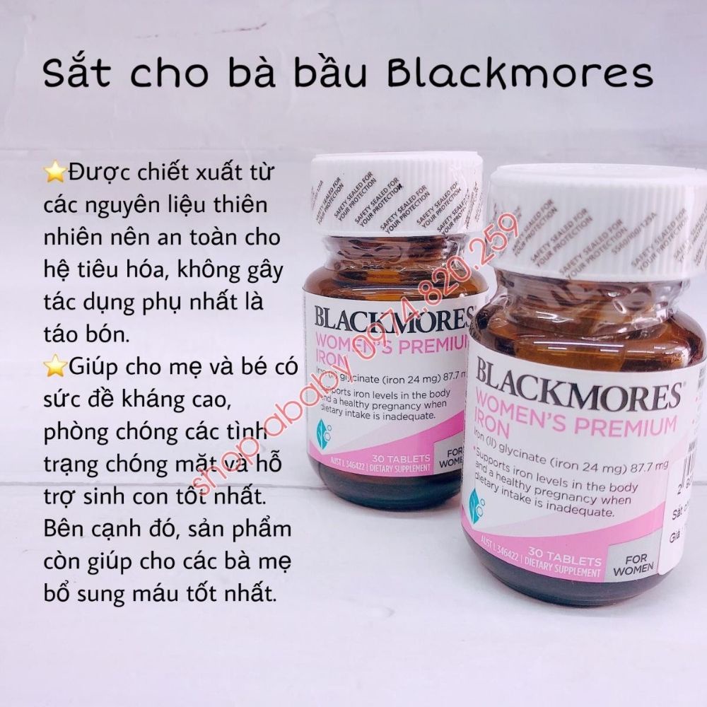 Viên Sắt bầu Blackmores Pregnancy Iron của Úc 30 viên ngăn ngừa thiếu máu không gây táo bón cho bà bầu - MẸ BEAN BON