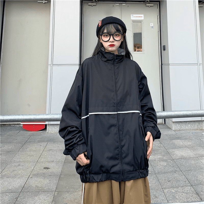 Áo Khoác Nữ Form Rộng Sọc Gân 2 Lớp Siêu HOT