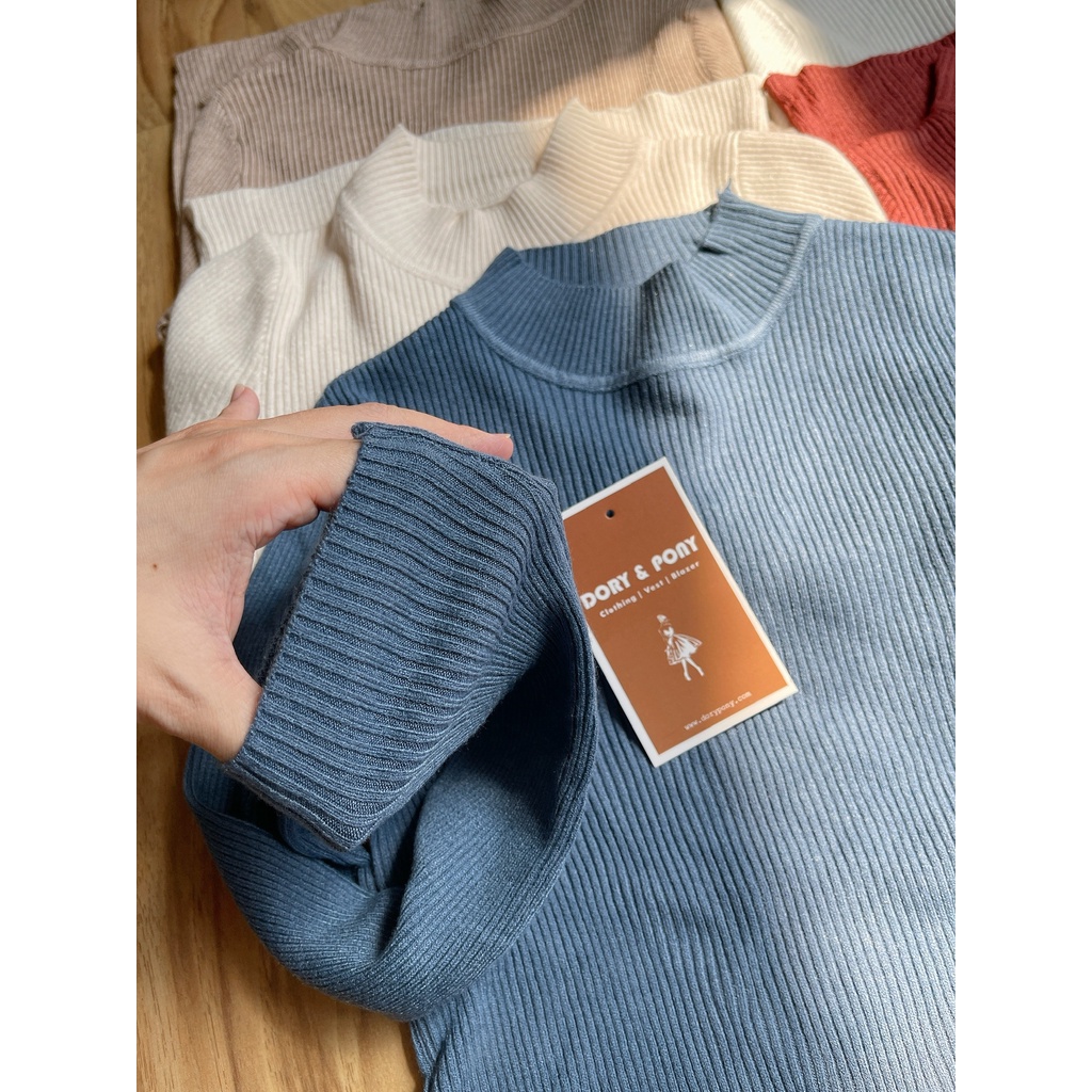(Vải mềm mịn+Ảnh thực tế ĐT) - ÁO THUN LEN CỔ CAO DORYPONY TÔN DÁNG TAY DÀI SLIM GIRLS – A175 (7 MÀU)