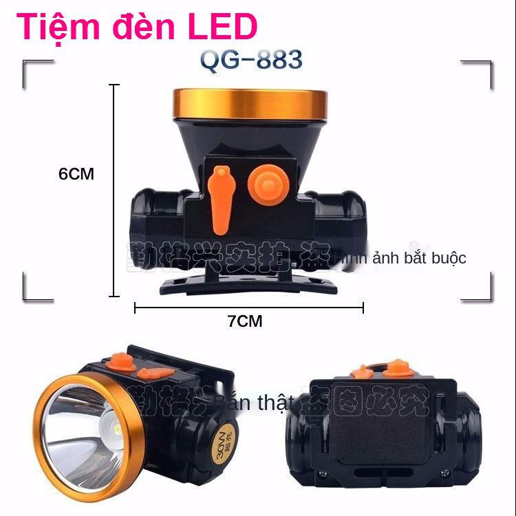 Đèn pha LED ánh sáng mạnh có thể sạc lại pin lithium đội đầu đeo không thấm nước tầm xa 500m đi câu cá đêm nhỏ