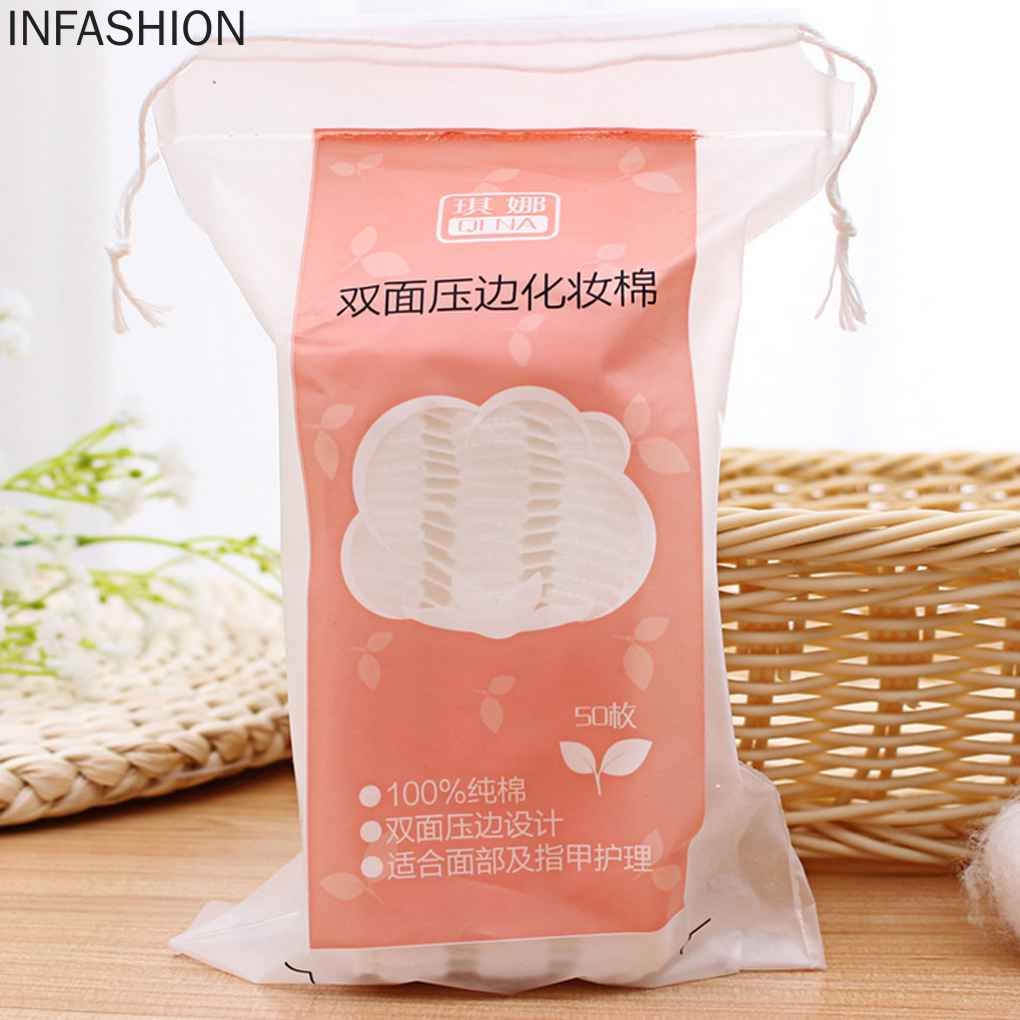 [Hàng mới về] Túi 50 miếng bông tẩy trang hai mặt dùng một lần tiện dụng