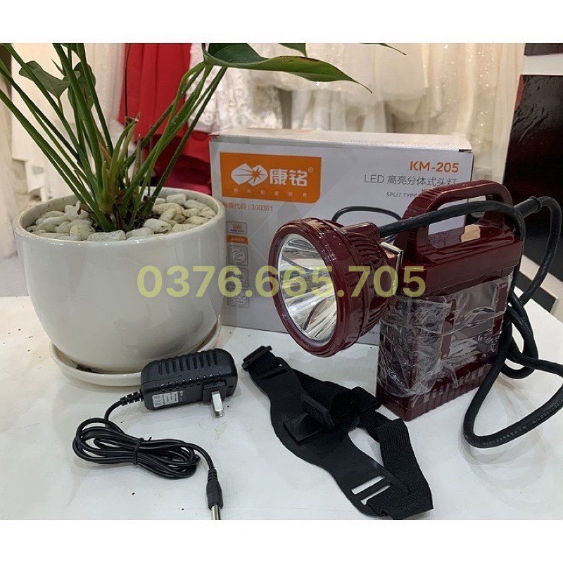 Đèn pin đội đầu ắc quy rời Domoda KM-205-đèn pin ắc quy chống nước siêu sáng -Bảo hành 12 tháng toàn quốc