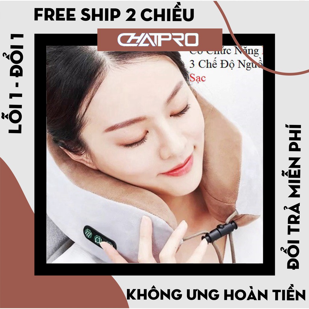 Gối Chữ U Tựa Cổ Chất liệu Cao Su Non Có Chức Năng Massage 3 Chế Độ Nguồn Pin Sạc