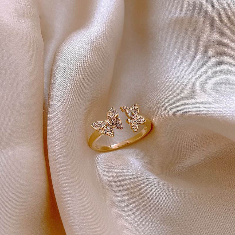 Nhẫn dạng mở điều chỉnh được họa tiết bướm / trái tim thời trang cho nữ