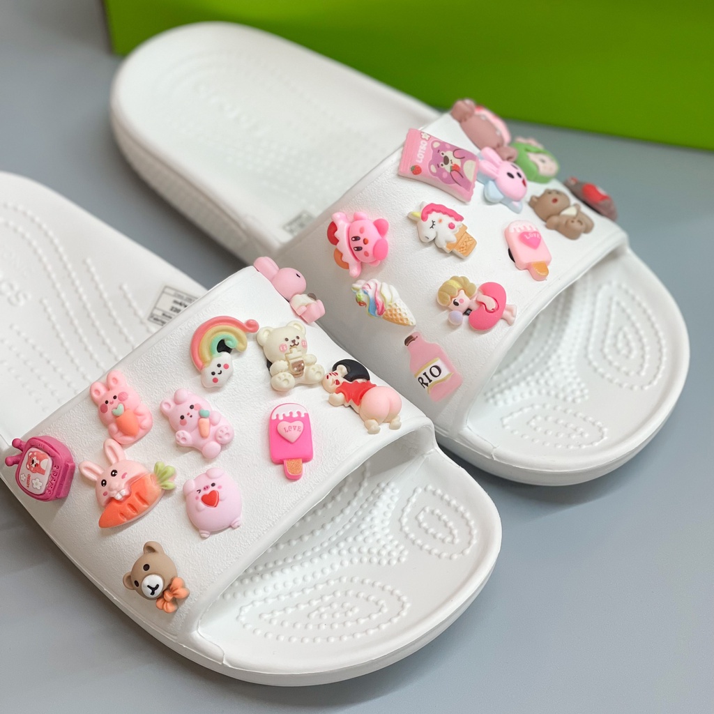 CS - Dép quai ngang crocs nam nữ Classic Slide chính hãng. Tặng 10 jibbitz ngẫu nhiên theo giới tính - SAUVUIVE