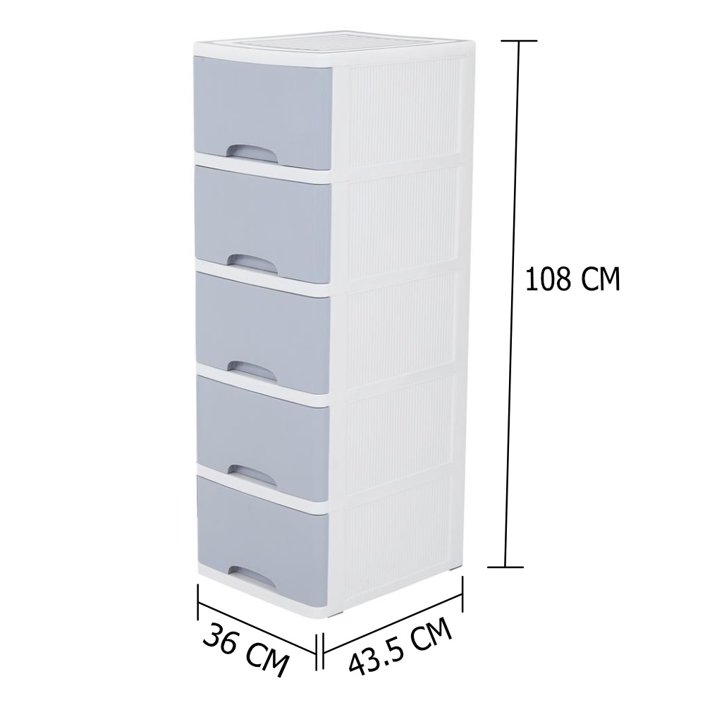 HomeBase STACKO Tủ nhựa 5 tầng KS-515G Thái Lan W36xH108xD43.5cm màu trắng/xanh dương
